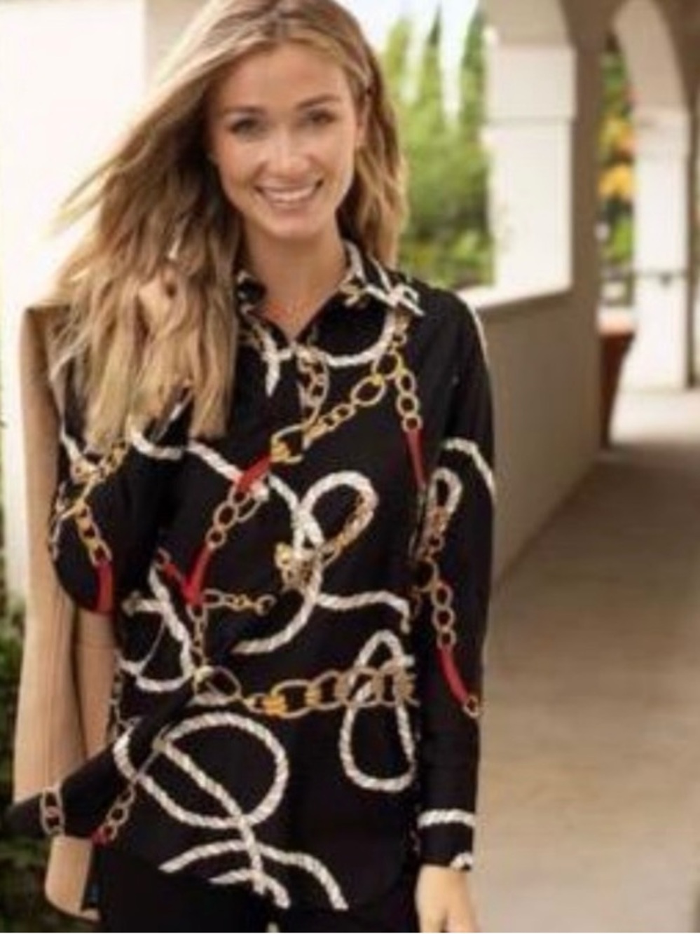 Jude Connally Hadley Top Women XL Ribbons Chains Equestrian Popover Jude Cloth - Picture 16 of 16